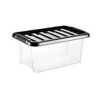 VTL® PLASTIC STORAGE BOXES WITH LID - BLACK LID - 17 SIZES - HOME - BEDROOM - GARAGE - OFFICE - SCHOOL - STORAGE - NESTABLE - STACKABLE (13 LITRE, SET OF 3)