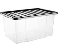 VTL® PLASTIC STORAGE BOXES WITH LID - BLACK LID - 3 SIZES - HOME - BEDROOM - GARAGE - OFFICE - SCHOOL - STORAGE - NESTABLE - STACKABLE (50 LITRE, 1 BOX)