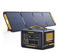 VTOMAN 1500W Portable Power Station with 220W Solar Panel - 828Wh LiFePO4 Battery Solar Generator with 1500W Constant-Power, PD 100W Type-C, Capacity Expandable to 2376Wh for Camping, Off-grid, Backup