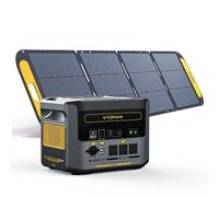 VTOMAN FlashSpeed 1500 Power Station with 220W Pro Solar Panel, 1500W/1548Wh LiFePO4 Battery Solar Generator with 230V AC Output/Input, 100W USB Port, Full Charge within 1H for Camping, Home Backup