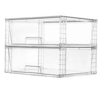 Vtopmart 2 Pack Large Stackable Storage Drawers,Easily Assemble Acrylic Bathroom Closet Undersink Organizers and Storage,Plastic Storage Bins for Kitchen Cabinets,Pantry,Makeup,Medicine Organization