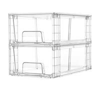 Vtopmart 2 Pack Stackable Storage Drawers,Clear Acrylic Drawer Organizers with Handles, Easily Assemble Containers for Fridge, Bathroom,Kitchen Undersink,Cabinet,Pantry Organization and Storage