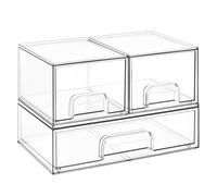 Vtopmart 3 Pack Clear Small Stackable Storage Drawers, Acrylic Bathroom Makeup Organiser, Plastic Storage Box For Vanity, Under Sink, Kitchen Cupboard, Pantry, Home Organization