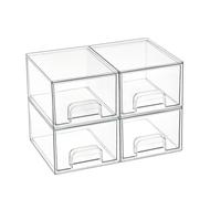 Vtopmart 4 Pack Clear Makeup Organiser, Acrylic Small Stackable Storage Drawers, Plastic Storage Box For Vanity, Bathroom, Under Sink, Kitchen Cupboard, Pantry, Home Organization