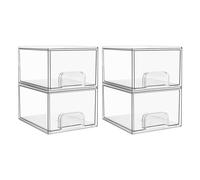 Vtopmart 4 Pack Clear Small Stackable Storage Drawers, Acrylic Bathroom Makeup Organiser, Plastic Storage Box For Vanity, Under Sink, Kitchen Cupboard, Pantry, Home Organization