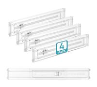 Vtopmart 4 Pack Shallow Drawer Dividers, 2.36" High 12.5"-20.8" Adjustable Expandable Kitchen Drawer Organizer, Clear Plastic Organizer Separators for Flatware, Utensil, Cutlery, Underwear, Clothes