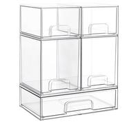 Vtopmart 5 Pack Clear Small Stackable Storage Drawers, Acrylic Bathroom Makeup Organiser, Plastic Storage Box For Vanity, Under Sink, Kitchen Cupboard, Pantry, Home Organization