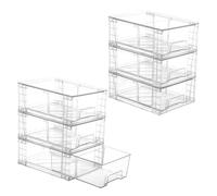 Vtopmart 6-Pack Stackable Storage Drawers, Clear Acrylic Organizer with Handles, Easily Assemble for Fridge, Bathroom, Kitchen, Undersink, Cabinet, Pantry Organization