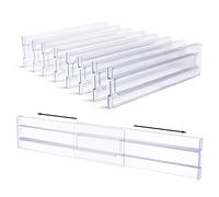 Vtopmart 8 Pack Drawer Dividers, 3.2" High Expandable from 12.2-21.4" Adjustable Drawer Organisers，Clear Plastic Drawers Separators for Clothing, Kitchen Utensils and Office Storage