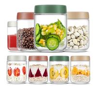 Vtopmart 8 Pack Overnight Oats Jar, 16 oz glass containers with Lid Leakproof Overnight Oats Container, for Yogurt, Cereals, Milk, Fruit, Condiment, Dressing Sauce, Snacks, Juice