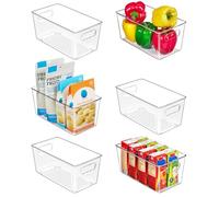 Vtopmart Clear Plastic Pantry Organizer Bins, 6 PCS Food Storage Bins with Handle for Refrigerator, Fridge, Cabinet, Kitchen, Countertops, Cupboard, Freezer Organization and Storage, BPA Free