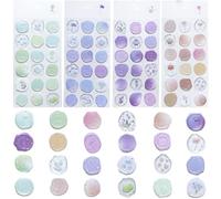 VTOS Wax Seal Stickers, 72 Pcs Clear Butterfly Flower Self-Adhesive Envelope Sealing Labels for Wedding Invitation, Scrapbooking, Gift Wrapping (Flower, 72)