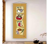 Vtrbwze Japanese Scroll Wall Art Decorations Thin Tapestry Lucky Daruma Koi Fish Long Vertical Hanging Decor for Bedroom, Living Room, Office | Washable Fabric(15.7" W x 47.2" L, Good Luck) CTT-36