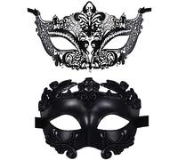 vtrem 2 Pcs Masquerade Mask for Couple Black Roman Greek Mythological Ventian Women Men Ball Mask For Party Cosplay Halloween
