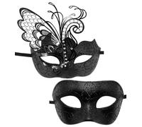 vtrem Couples Masquerade Masks Set: Women Butterfly Rhinestone Venetian Metal Plactic Mardi Gras Men Party Carnivals Mask