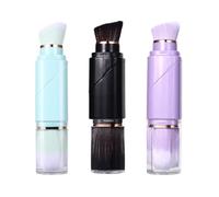Vtrem Retractable Travel Makeup Brush: Blue Black Purple 3 Colors Kabuki Double-Ended Foundation Blush Brushes Set Mini Compact Face Brush with Cover Highlighter Flawless Powder Cosmetics