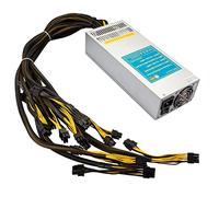 VTRETU 2000W 2U Miner PSU 110-264V Mining Power Supply for ETH Miner Machine, Compatible with 8 GPU Mining Rig with 12000RPM Powerful Fan (10 Patch Cables and 1 Cable