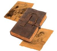 Vtry Artist's Ledger - Creative Leather Sketchbook, Classic Old Style - Versatile Leather Notebook for Writing, Drawing, Sketching, Multi-use Rustic & Vintage Notebook (Extra large)