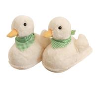 VTTDB Duck Slippers for Women Fluffy Animal Plush Slippers Winter Indoor Warm Fluffy Slippers for Men, White, 6.5/7 UK