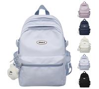 VTTDB Kawaii Backpack with Cute Accessories Casual Aesthetic Daypack Simple Laptop Bag Waterproof Travel Rucksack for Women, Blue, L, Daypack Backpacks
