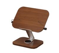 Vttui 360° Rotating Wood & Aluminum Book Stand - Adjustable Desktop Reading Rack for Cookbooks, Sheet Music, Tablets