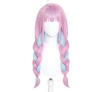 VTuber Hoive Minato Aqua Wig Mixed Blue Pink Braids Girls Twin Ponytails Holo no Graffiti Cosplay Wig Long Braided Synthetic