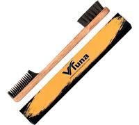 Vtuna 2-in-1 Beard Comb & Brush - Mustache & Beard Comb for Men. Handcrafted from Solid Wood, Buffalo Horn, and Cow Tail Hair. Comes in a Luxurious Velvet Box, Perfect for Gifting.