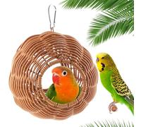 VTurboWay Bird Rattan Nest Chew Resistant Nest Hanging House Parrot Breeding Hideout for Bird Parrot Cockatiel Budgie Parakeet Finch Canary (Double Entrance)