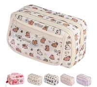 VTYFRY Cute Kawaii Pencil Case Pouch Cartoon Pen Box Holder Organizer for Office Workspace Supplies Desk Accessories Travel Essentials Aesthetic Trendy Cool Stuff Gift Large Capacity (White Kapibala)