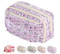 VTYFRY Cute Kawaii Pencil Case Pouch Cartoon Pen Box Holder Organizer for Office Workspace Supplies Desk Accessories Travel Essentials Aesthetic Trendy Cool Stuff Gift Large Capacity (Purple Kapibala)