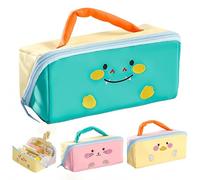 VTYFRY Cute Kawaii Pencil Case Pouch with Handle Cartoon Animal Large Capacity Pen Box Holder Organizer for Office Workspace Supplies Desk Accessories Travel Essentials Trendy Gift (Green Dinosaur)