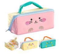 VTYFRY Cute Kawaii Pencil Case Pouch with Handle Cartoon Animal Large Capacity Pen Box Holder Organizer for Office Workspace Supplies Desk Accessories Travel Essentials Trendy Gift (Pink Bunny)