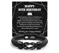 VU100 30th Birthday Gifts for Men, Leather Bracelet for Men 30th Birthday Gift Ideas for Him Unique Mens Presents for Dad Son Stepdad Grandson Uncle Brother Husband Friend Boyfriend