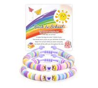 VU100 Back to School Gift, First Day of School Gift Mother Daughter Bracelet Matching Bracelets for Mum Girl Starting School Persent Separation Anxiety Persent for Girls Granddaughter