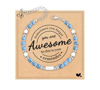 VU100 Beaded Bracelets for Women Gifts for Women Mum Girl Sister Healing Crystal Bracelets for Women Inspirational Gift Christmas Valentines Birthday Gifts for Daughter Friend Wife Girlfriend (Blue)