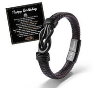 VU100 Birthday Gifts for Men Him Gifts for Son/Dad/Man Forever Linked Together Braided Leather Bracelet for Men Birthday for Dad Boyfriend Husband Nephew Brother Grandson