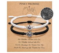 VU100 Couples Gifts, Matching Couples Bracelets I Love You 100 Languages Projection Bracelets Pinky Promise Bracelet Anniversary Birthday Christmas Gifts for Boyfriend Girlfriend Husband Wife Her Him