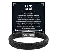 VU100 Gifts for Men Valentines Day Gifts for Him Leather Bracelet for Men To My Man Bracelet I Love You Christams Anniversary Birthday Gifts for Boyfriend Husband (21.5cm)