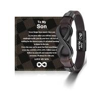 VU100 Infinity Knot Leather Bracelet for Son from Mum and Dad - Inspirational Gift for Men, Birthday, Graduation, Christmas - Teenage Boy (21.5 cm)