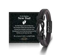 VU100 New Dad Gifts Father's Day Gifts for Him Best New Dad Bracelet Leather Bracelet for Men Love You Forever Christmas Birthday for Daddy Father