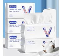 vuacepe Disposable Cotton Facial Towels, 600 Count Biodegradable Soft Dry Facial Tissue, Face Drying Towels for Skin Care, Makeup Remover, Disposable Face Cloths