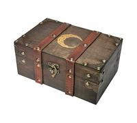 vuagmiv Crescent Moon Engraved Wooden Storage Box with Velvet Lining - Celtic Altar & Keepsake Chest for Crystals, Tarot & Witchcraft Supplies