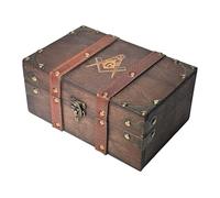 VUAGMIV Masonic Engraved Wood and Leather Chest, Wooden Box with Velvet Lining, Freemason Supplies and Tools Storage, Keepsake Box