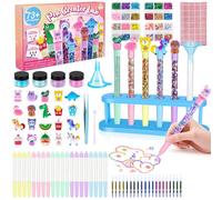 Vubkkty 73+ DIY Glitter Gel Pens Making Kit, Make Your Own 20 Sparkly Colorful Pens, Pen Creator Studio, Creative Arts & Crafts for Kids, Toys Gifts for 5 6 7 8 9 10 11 12 Year Old Boys Girls