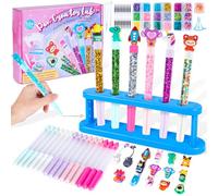 Vubkkty Pen Creator Studio, Pen Making Kit for Kids, Arts and Crafts Glitter Pens Marker Set, DIY Colouring Personalised Pen, Make Your Own Pens, Birthday Presents Christmas Gifts for Girls Boys 6-12