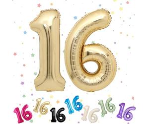 VUCDXOP Light Gold 16 Number Balloons, 3-Pack, 40" Helium Foil Balloons, Perfect for 16th & 61st Birthday, Anniversary, Wedding & Graduation Parties, Unisex-Adults