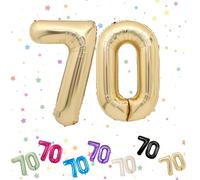 VUCDXOP Light Gold 70 Number Balloons, 40" Helium Foil Balloons, 3-Pack, Perfect for 70th Birthday, Wedding, Graduation & Anniversary Parties, Unisex-Adults & Kids