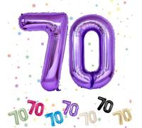 VUCDXOP Purple 70 Number Balloons, 40" Helium Foil Balloons, 70th Birthday, Graduation, Wedding, Anniversary Party Decorations