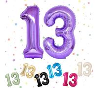 VUCDXOP Purple Number 13 Balloon, 3pcs, 40" Mylar Balloon, Perfect for 13th/31st Birthday, Anniversary Parties, Unisex-Adults