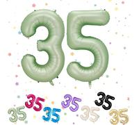 VUCDXOP Sage Green Number 35 Balloon, 40" Helium Foil Balloon, 1 Count, Reusable, Perfect for 35th Birthday, Graduation, Wedding, Anniversary Parties, Unisex-Adults, Kids